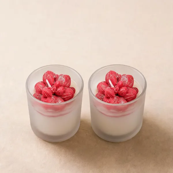 Soy_Wax_Floral_Pink_Blossom_Frosted_Glass_Jar_Candle_|_Pack_Of_2