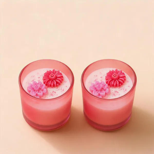 Soy_Wax_Floral_Candle_In_Frosted_Blush_Pink_Glass_Jar_|_Pack_Of_2