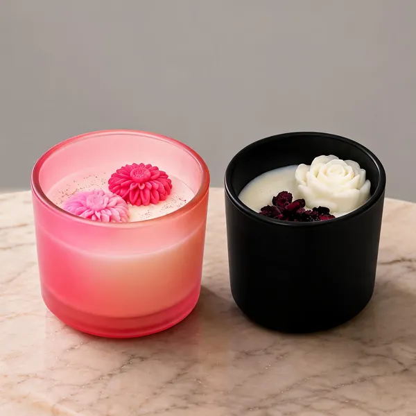Soy_Wax_Rose_Blossom_Scented_Candle_In_Glass_Jar_Set_Of_2_|_Pack_Of_2