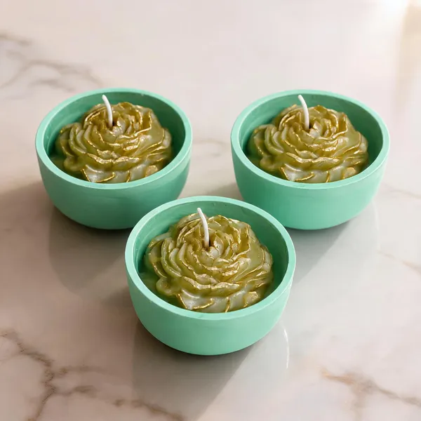 Soy_Wax_Rose_Floral_Mint_Green_Reusable_Bowl_Candle_|_Pack_Of_3