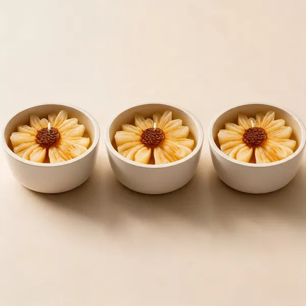 Soy_Wax_Sunflower_Floral_Warm_Ivory_Ceramic_Bowl_Candle_|_Pack_Of_3