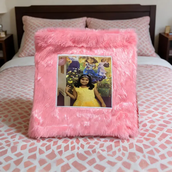 Pink_Fur_Cushion_With_Personalized_Photo_In_Square_Shape_One__Pcs_Set