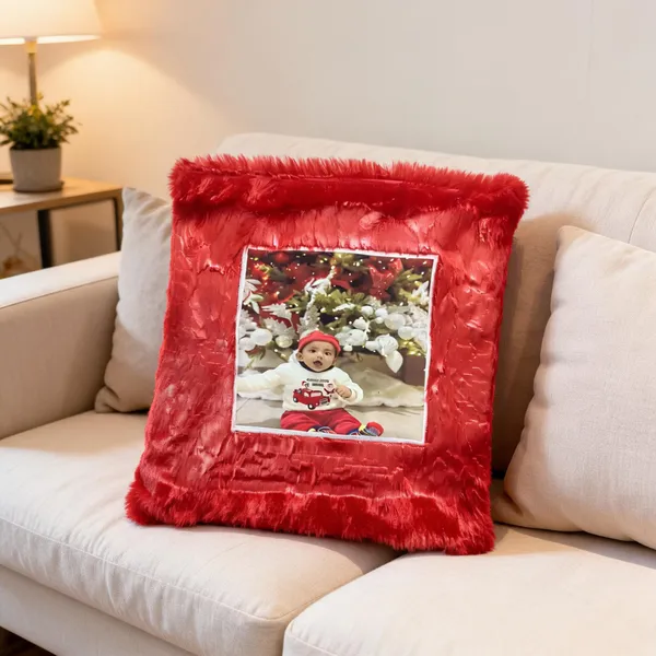 Red_Fur_Cushion_With_Personalized_Photo_In_Square_Shape_One__Pcs_Set