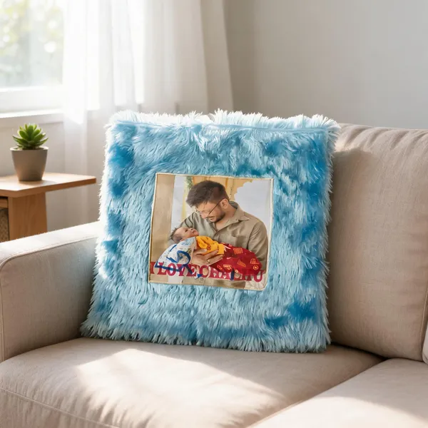 Light_Blue_Fur_Cushion_With_Personalized_Photo_In_Square_Shape_One__Pcs_Set
