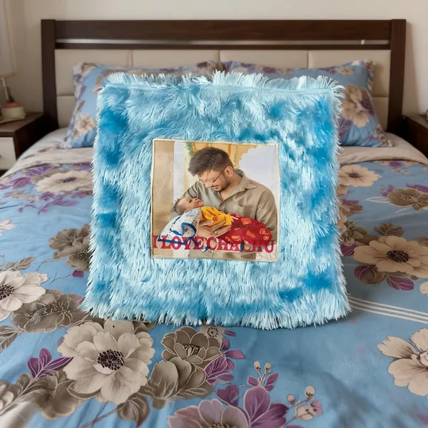 Light_Blue_Fur_Cushion_With_Personalized_Photo_In_Square_Shape_One__Pcs_Set