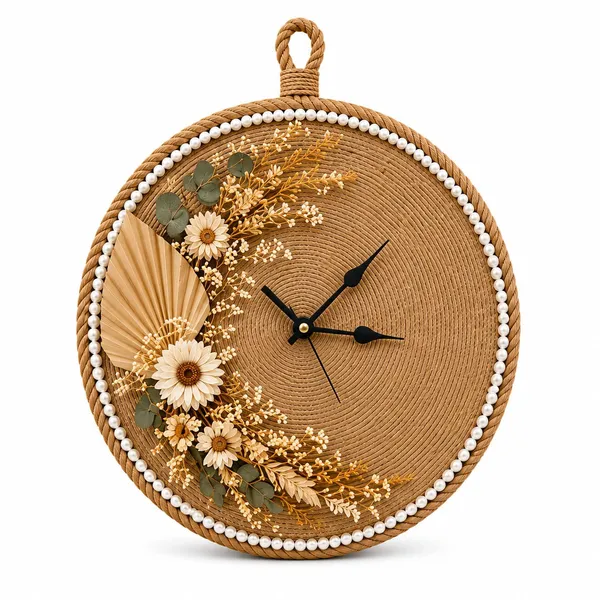 Jute_Handmade_Floral_Wall_Clock
