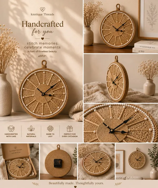 Jute_Handmade_Round_Wall_Clock