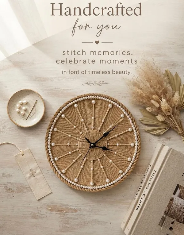 Ray_Of_Time_Jute_Pearl_Embellished_Wall_Clock