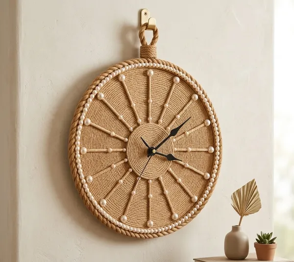 Ray_Of_Time_Jute_Pearl_Embellished_Wall_Clock