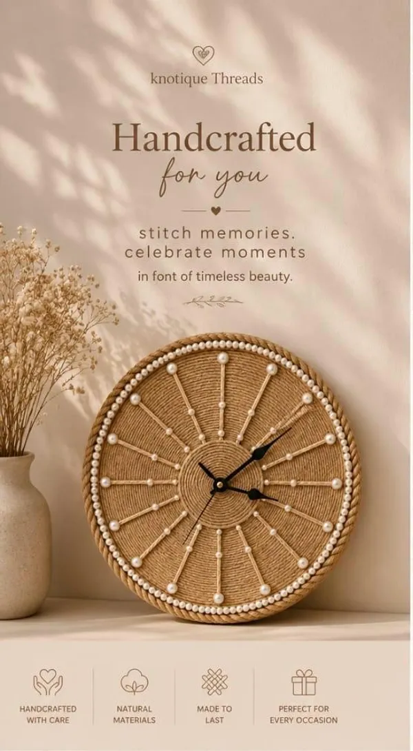 Ray_Of_Time_Jute_Pearl_Embellished_Wall_Clock