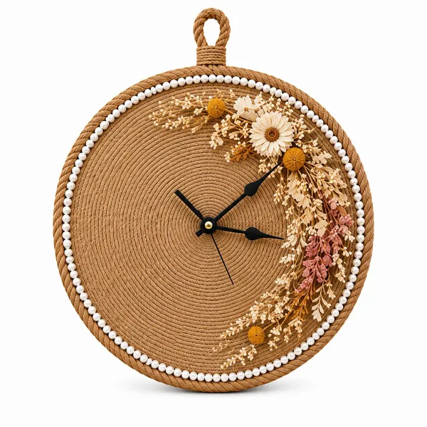 Jute_Handmade_Floral_Wall_Clock