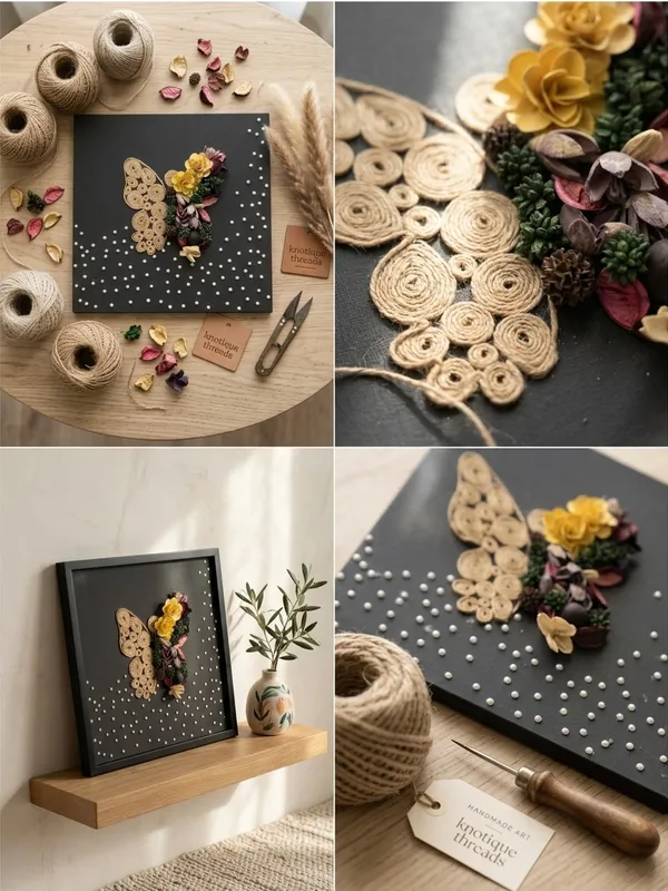 Jute_Handmade_Floral_Butterfly_Wall_Art