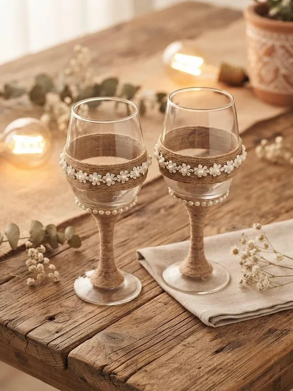 Lace_Amour_Rustic_Champagne_Glasses