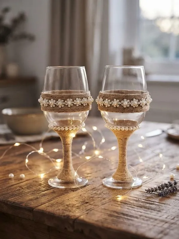 Lace_Amour_Rustic_Champagne_Glasses