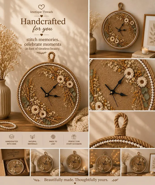 Rope_Floral_Decorative_Wall_Clock