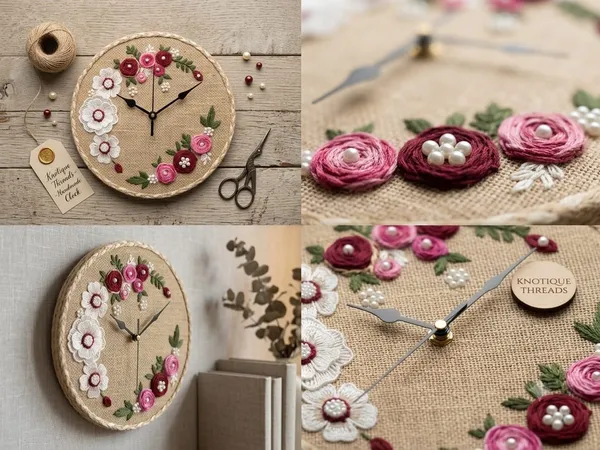 Jute_Floral_Embroidered_Round_Wall_Clock