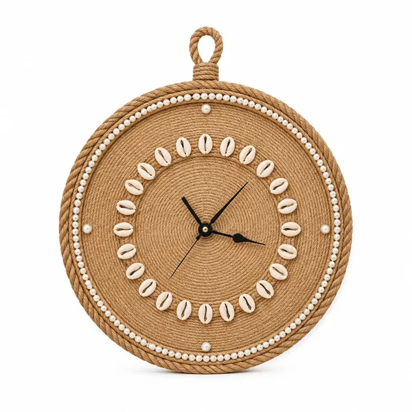 Jute_Coastal_Shell_Round_Wall_Clock