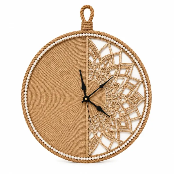 Jute_Bohemian_Floral_Wall_Clock_II