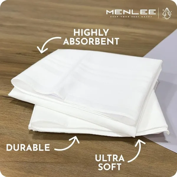 Product_Summary_Menlee_Handkerchief_Pack_Of_10_Cotton_Full_Size_Hanky_Set_Soft_Absorbent_Reusable_White_Handkerchiefs_Solid_Plain_Design_Gentle_On_Skin_Ideal_For_Office_Travel_Daily_Use