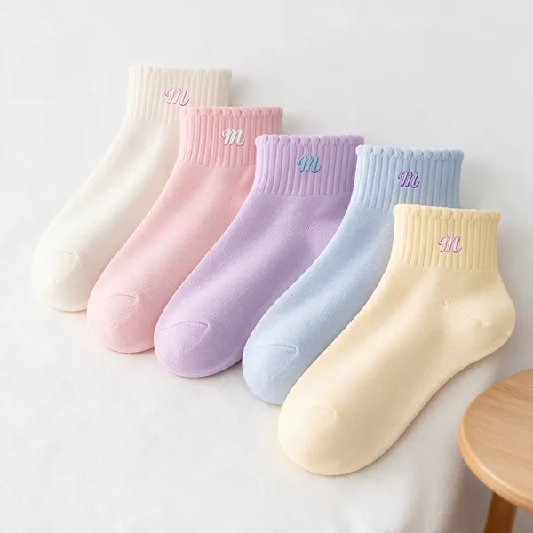 Cotton_Socks_For_Summer_Socks__Ankle_Length_Socks_Soft_Stretchable_Pastel_Cute_Colours_Lightweight_Anti_Odor_Daily_Wear_Gym_Sports_Athletic_Socks_Pack_Of_5