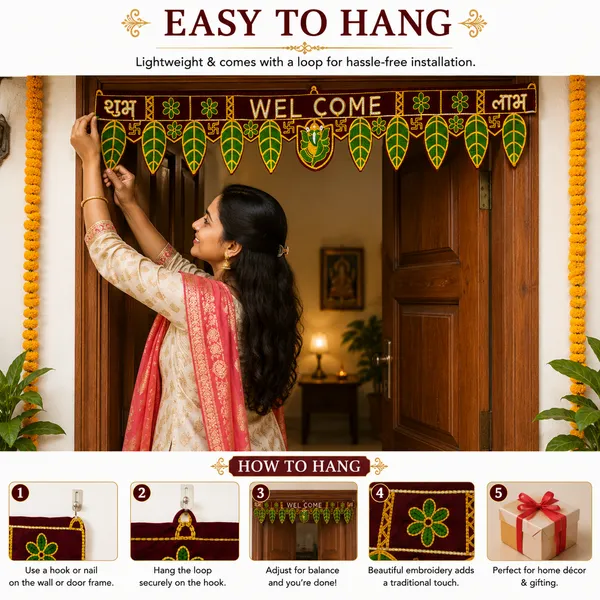 Welcome_Leaf_Pattern_Decorative_Door_Hanging