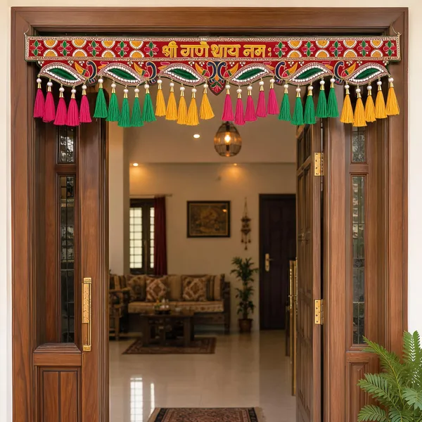 Rahodu_Traditional_Shree_Ganeshh_Ji_Door_Toran_with_Mirror_Work_&_Colorful_Tassels_|_Decorative_Bandhanwar_Hanging_for_Main_Door,_Mandir_&_Festival_Decoration_|_Multicolor_|_36_x_8.5_Inch