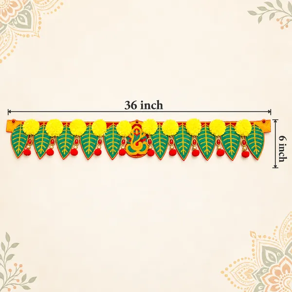 Rahodu_Green_Leaf_Yellow_Flower_Door_Toran_with_Ganeshh_Design_for_Main_Entrance,_Bandhanwar_&_Diwali_Decoration