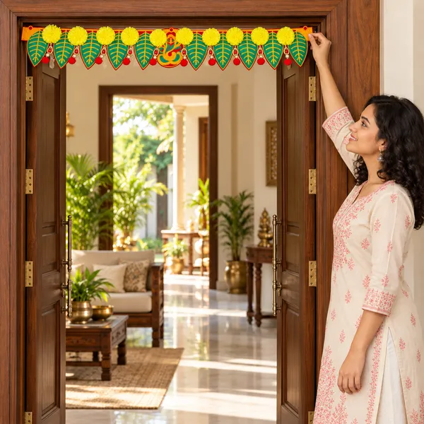 Rahodu_Green_Leaf_Yellow_Flower_Door_Toran_with_Ganeshh_Design_for_Main_Entrance,_Bandhanwar_&_Diwali_Decoration