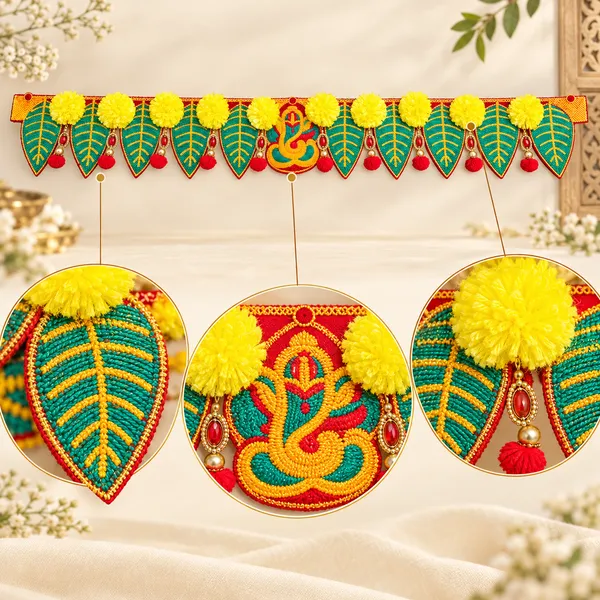 Rahodu_Green_Leaf_Yellow_Flower_Door_Toran_with_Ganeshh_Design_for_Main_Entrance,_Bandhanwar_&_Diwali_Decoration