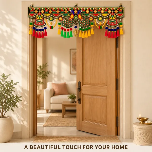 Rahodu_Handmade_Peacock_Toran_with_Ganesha_Charm,_Mirror_Work_&_Multicolour_Tassels_|_Traditional_Door_Hanging_for_Home,_Diwali_&_Wedding_Decor