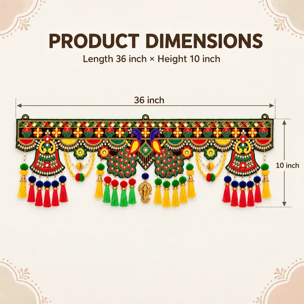 Rahodu_Handmade_Peacock_Toran_with_Ganesha_Charm,_Mirror_Work_&_Multicolour_Tassels_|_Traditional_Door_Hanging_for_Home,_Diwali_&_Wedding_Decor