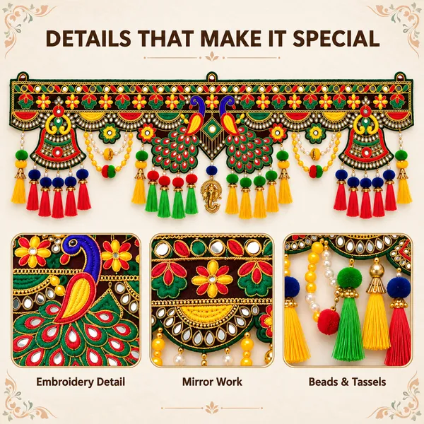 Rahodu_Handmade_Peacock_Toran_with_Ganesha_Charm,_Mirror_Work_&_Multicolour_Tassels_|_Traditional_Door_Hanging_for_Home,_Diwali_&_Wedding_Decor