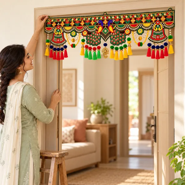 Rahodu_Handmade_Peacock_Toran_with_Ganesha_Charm,_Mirror_Work_&_Multicolour_Tassels_|_Traditional_Door_Hanging_for_Home,_Diwali_&_Wedding_Decor