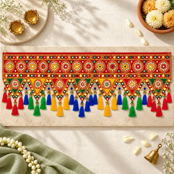 Rahodu_Handmade_Red_Mirror_Work_Toran_with_Multicolour_Tassels_|_Traditional_Embroidered_Door_Hanging_Bandhanwar_for_Diwali,_Wedding_&_Home_Decor