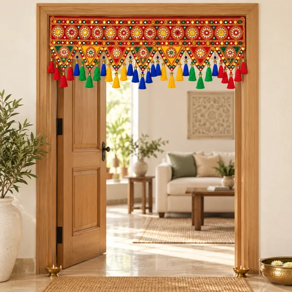Rahodu_Handmade_Red_Mirror_Work_Toran_with_Multicolour_Tassels_|_Traditional_Embroidered_Door_Hanging_Bandhanwar_for_Diwali,_Wedding_&_Home_Decor