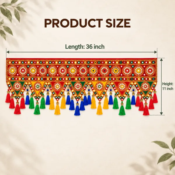 Rahodu_Handmade_Red_Mirror_Work_Toran_with_Multicolour_Tassels_|_Traditional_Embroidered_Door_Hanging_Bandhanwar_for_Diwali,_Wedding_&_Home_Decor