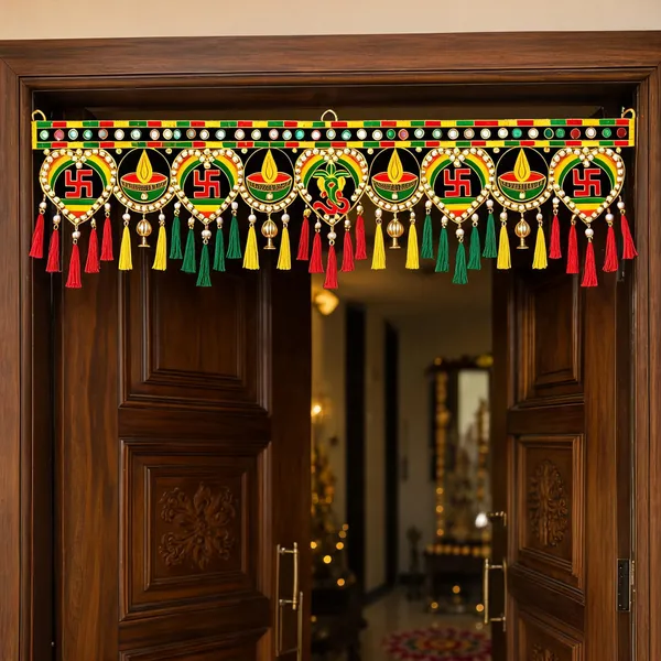 Rahodu_Traditional_Handmade_Shubh_Labh_Door_Toran_with_Swastik,_Diya_&_Ganeshh_Design_|_Decorative_Bandhanwar_for_Home_Entrance,_Pooja_Room_&_Festival_Decor_Size_36_x_9_Inch