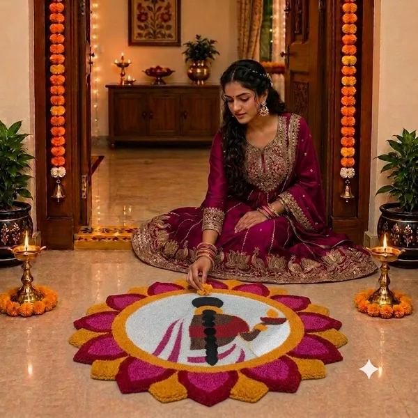 Rahodu_Traditional_Handmade_Pooja_Rangoli_Mat_with_Diya_Design_for_Home_Decoration
