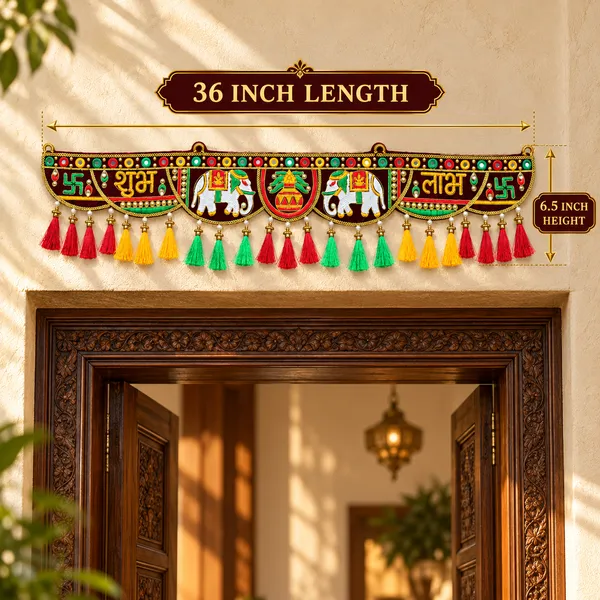 Rahodu_Traditional_Door_Toran_Bandhanwar_|_Shubh_Labh_Swastik_Toran_with_Kalash_Elephant_Design_|_Home_Entrance_Decoration