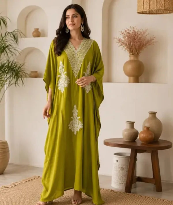 Olive_Green_Cotton_Relaxed_Fit_Embroidered_Kaftan_For_Women