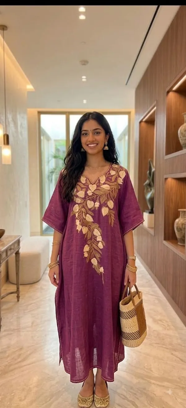 Purple_Cotton_Crush_Relaxed_Fit_Floral_Embroidered_Kashmiri_Kaftan_For_Women