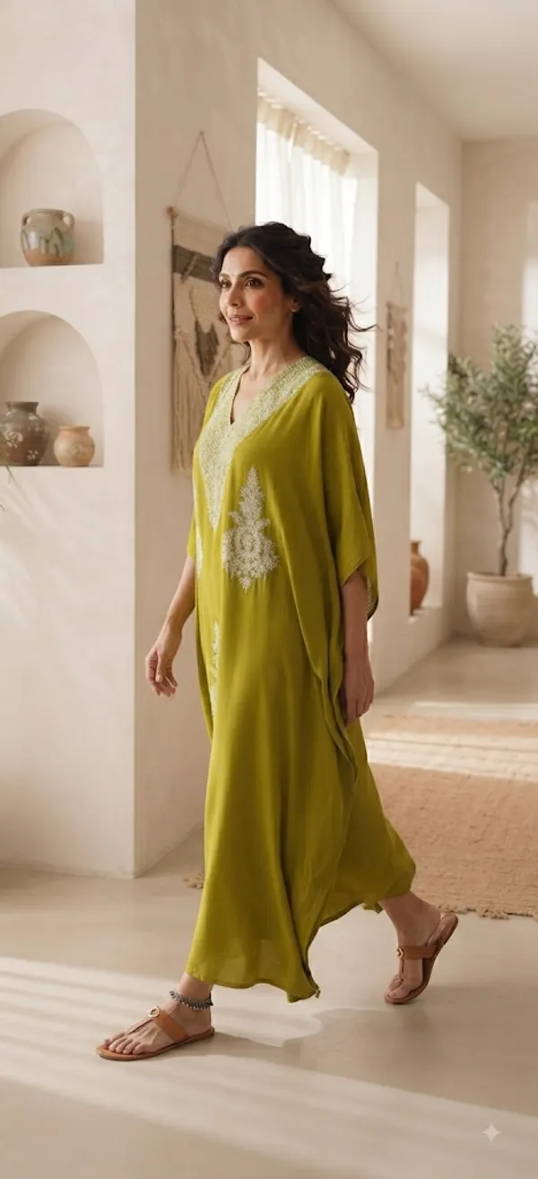Olive_Green_Cotton_Relaxed_Fit_Embroidered_Kashmiri_Kaftan_For_Women