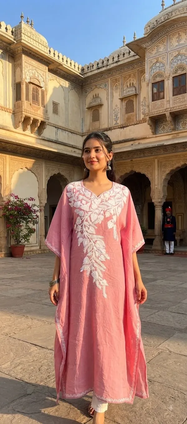 Pink_Cotton_Crush_Straight_Floral_Embroidered_Kashmiri_Kaftan_For_Women