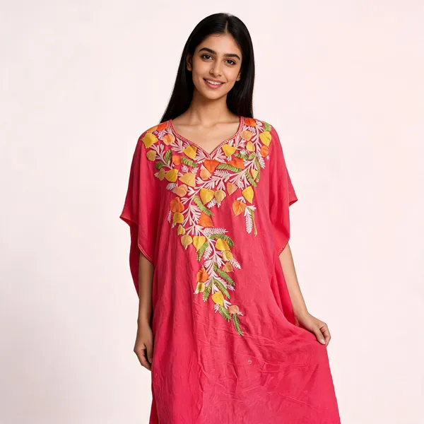 Pink_Cotton_Crush_Relaxed_Fit_Floral_Embroidered_Kaftan_For_Women