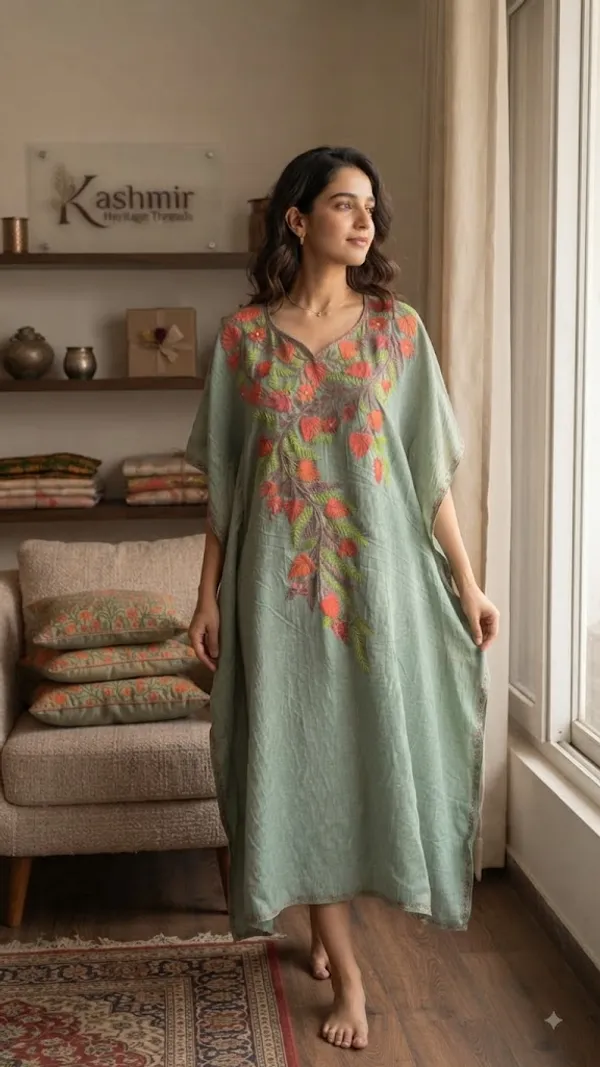 Mint_Green_Cotton_Crush_Relaxed_Fit_Embroidered_Kashmiri_Kaftan_For_Women