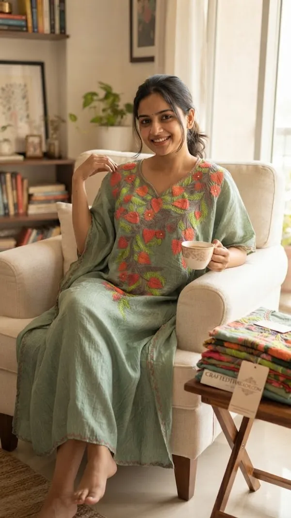 Mint_Green_Cotton_Crush_Relaxed_Fit_Embroidered_Kashmiri_Kaftan_For_Women