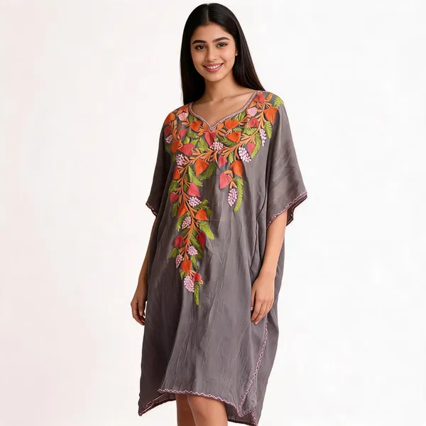 Grey_Cotton_Crush_Relaxed_Fit_Floral_Embroidered_Kaftan_For_Women