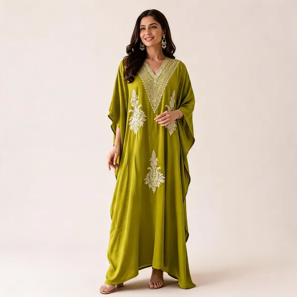 Olive_Green_Cotton_Relaxed_Fit_Embroidered_Kaftan_For_Women