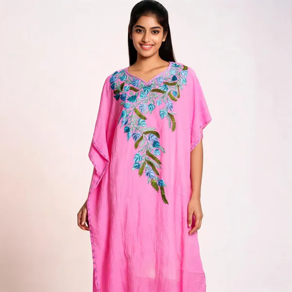 Pink_Cotton_Crush_Relaxed_Fit_Floral_Embroidered_Kaftan_For_Women