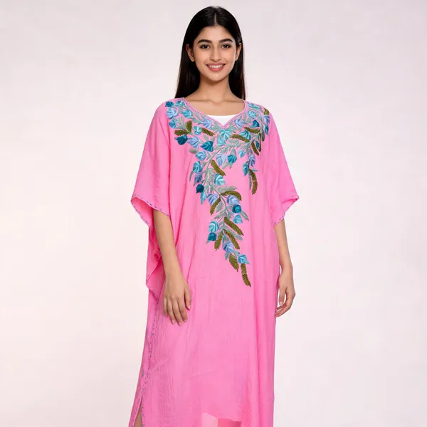 Pink_Cotton_Crush_Relaxed_Fit_Floral_Embroidered_Kaftan_For_Women